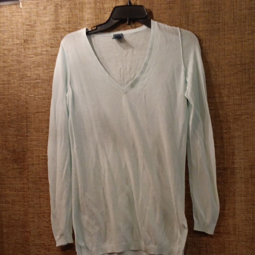 GAP Light Blue V Neck Linen Blend Sweater